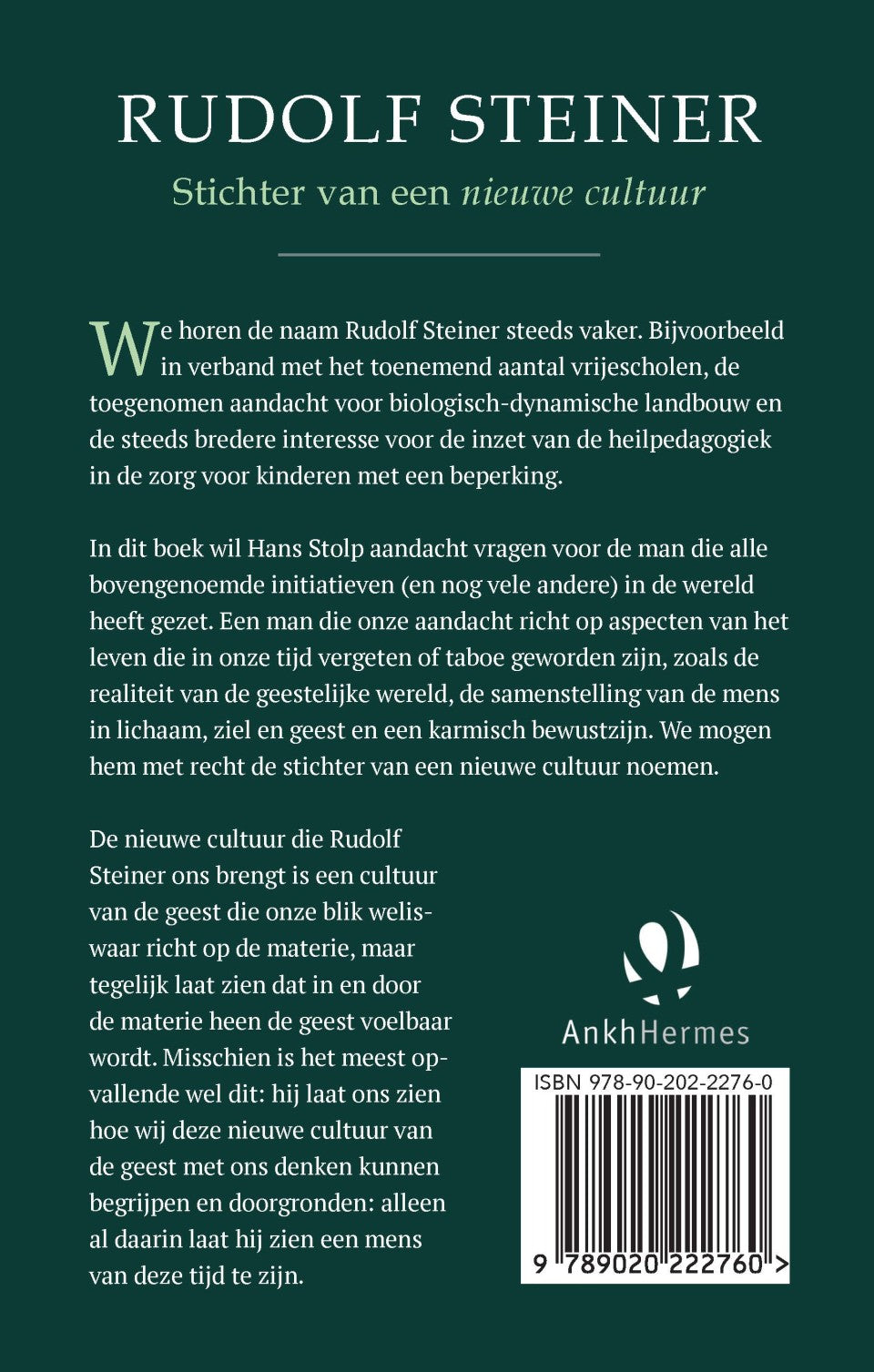 Rudolf Steiner, stichter van een nieuwe cultuur - Hans Stolp - achterkant