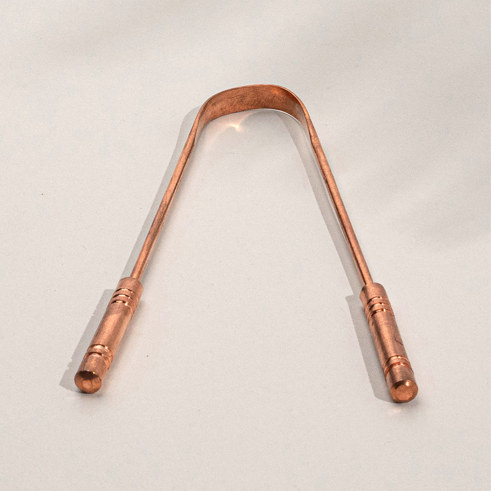 Koperen tongschraper luxe met 2 handgrepen – 100% puur koper