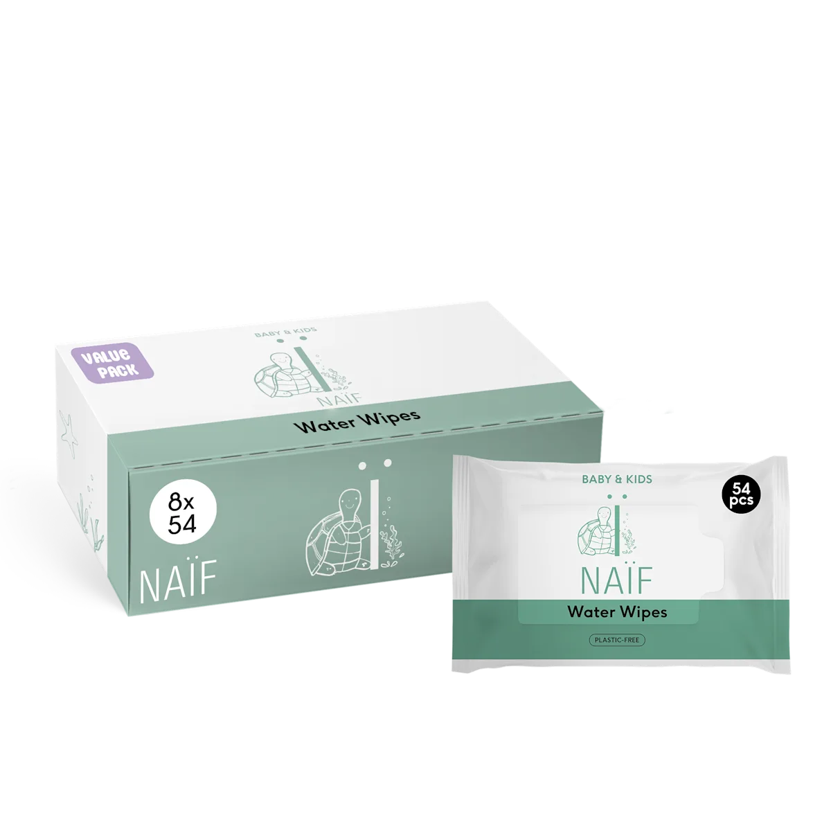 Naïf Plasticvrije Billendoekjes Baby & Kids 8-Pack (432 Doekjes)