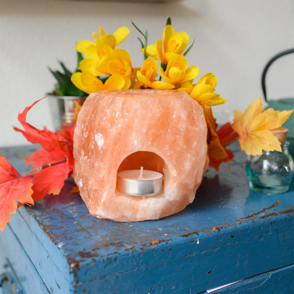 Zoutsteen Waxinelichthouder Oranje Aroma Diffuser (1 kg) 10 x 9 x 9 cm