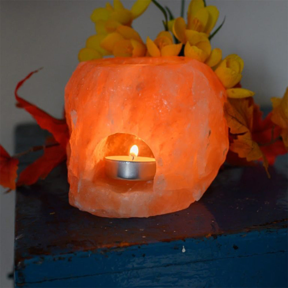 Zoutsteen Waxinelichthouder Oranje Aroma Diffuser (1 kg) 10 x 9 x 9 cm