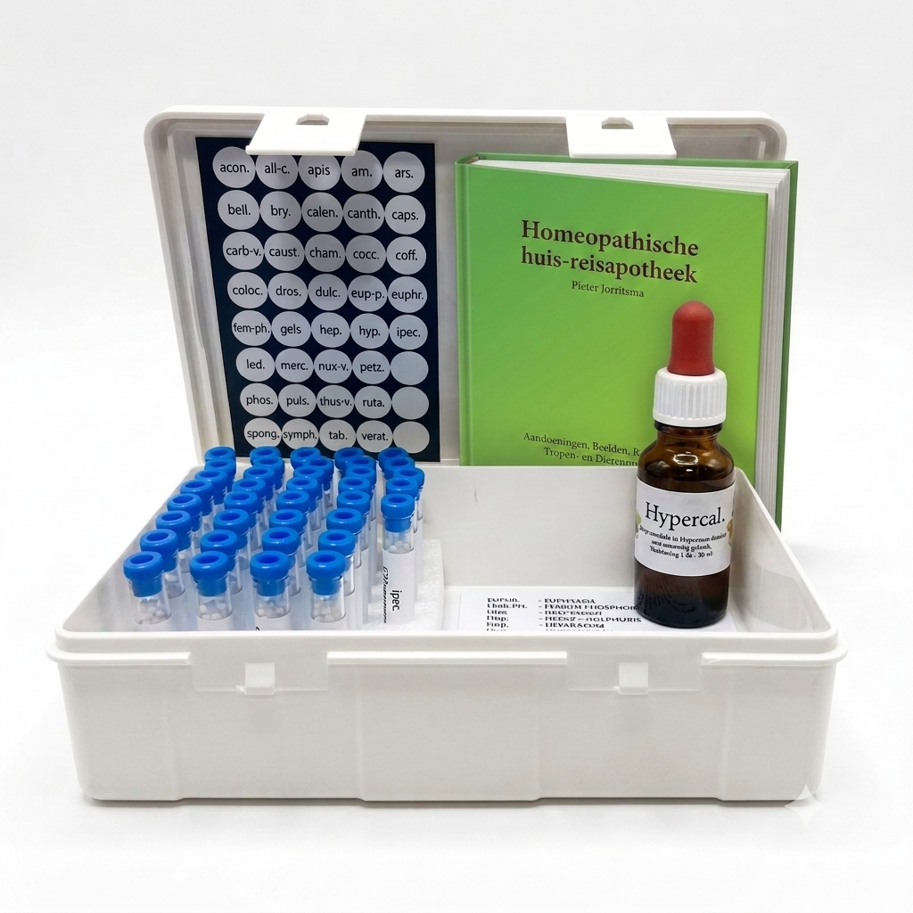 Homeopathische EBHO-kit voor thuis en op reis.