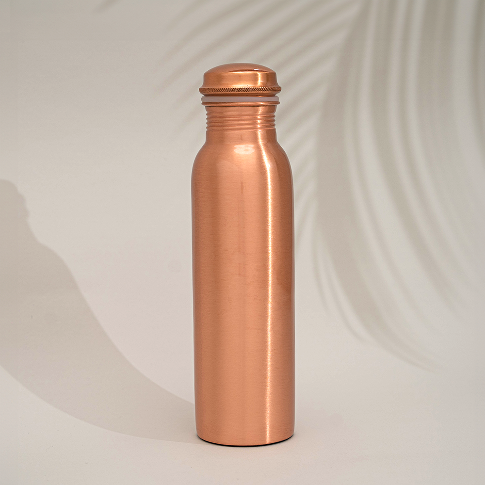 Koperen waterfles gepolijst 950 ml (luxe zware uitvoering)