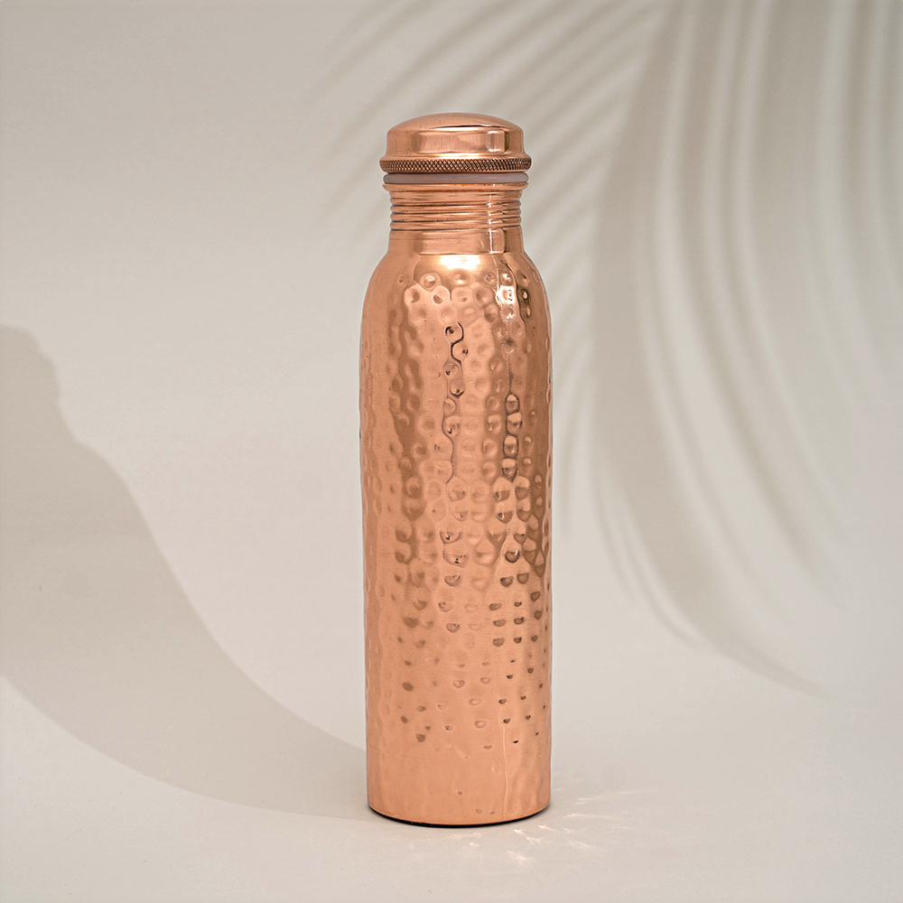 Koperen Waterfles 950ml (gepolijst en gehamerd)