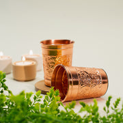 Koperen bekerset met 2 bekers van 300 ml met reliëf – CopperWear