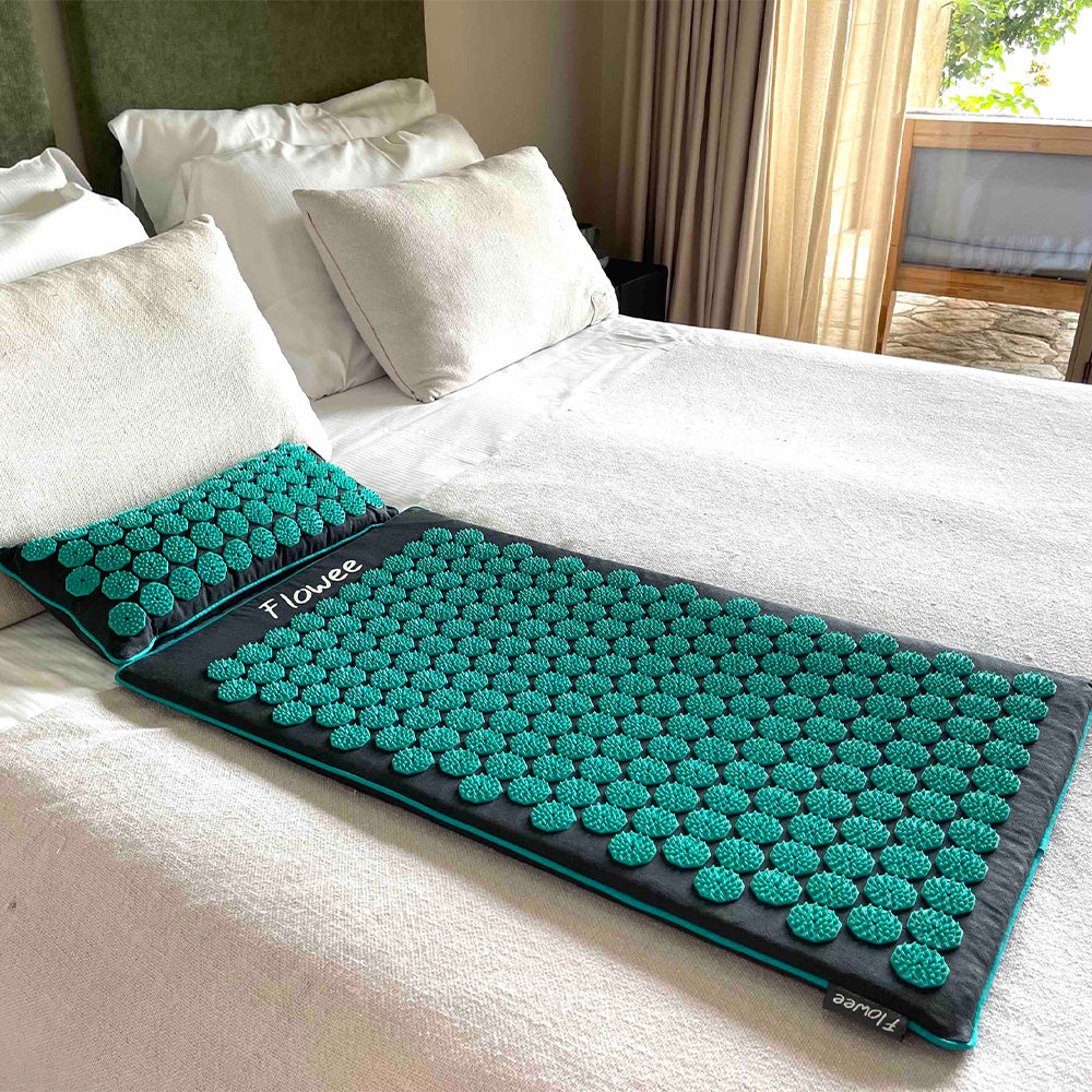 Flowee Spijkermat met kussen Shakti - Zeegroen