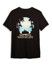 T-shirt - Skip News Watch Life (Zwart)