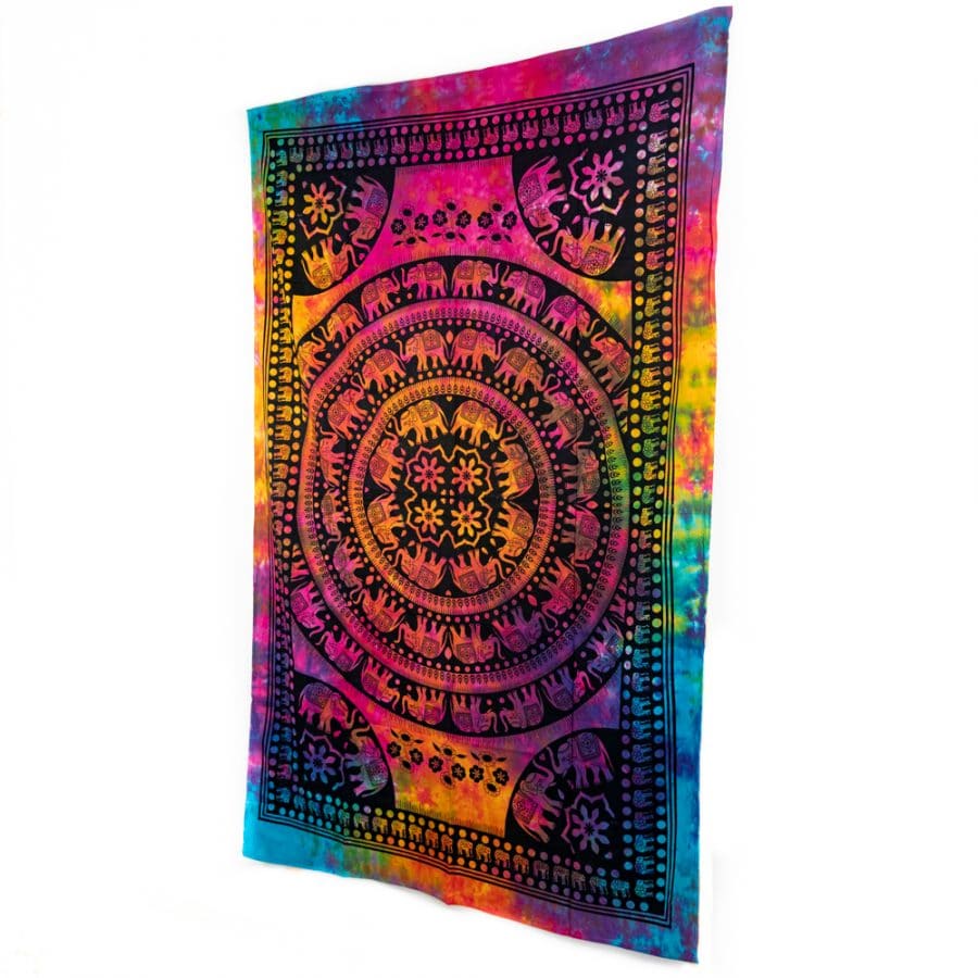 Authentiek Wandkleed Katoen - Olifanten (215 x 135 cm)