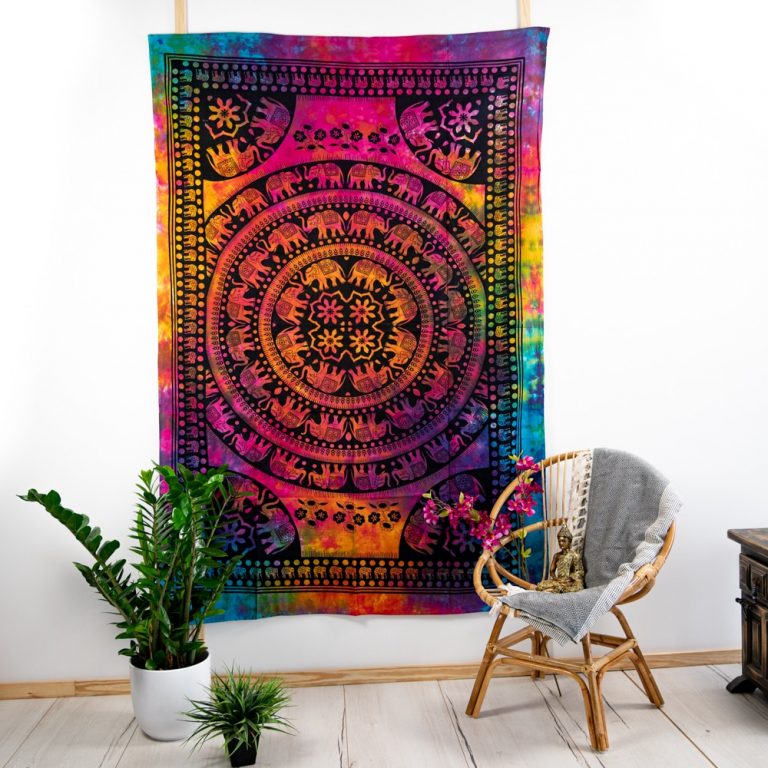 Authentiek Wandkleed Katoen - Olifanten (215 x 135 cm)