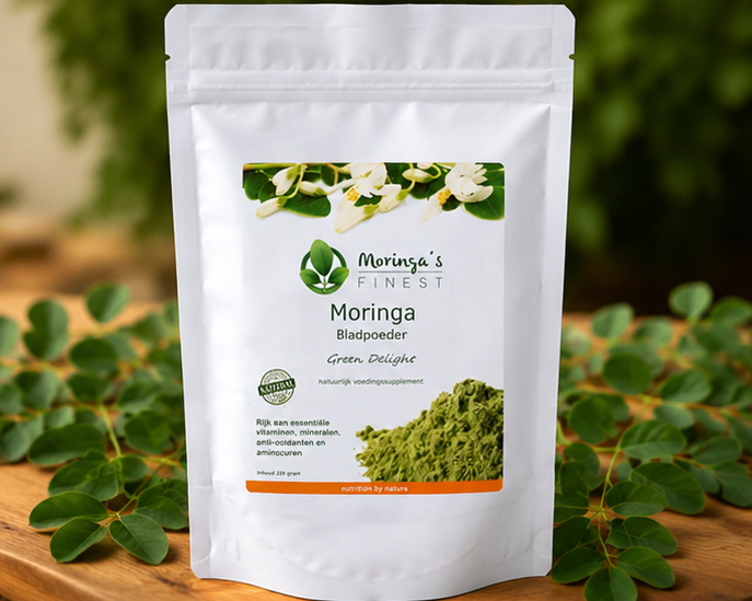 Moringa's Finest Moringa Green' Delight bladpoeder (250 gram)
