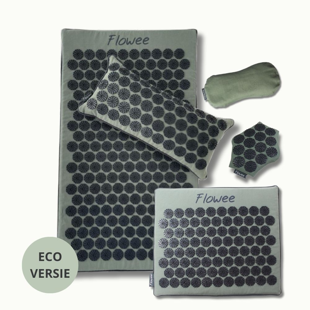 Flowee Relax-set PRO Spijkermat ECO - Grijs met zeegroen