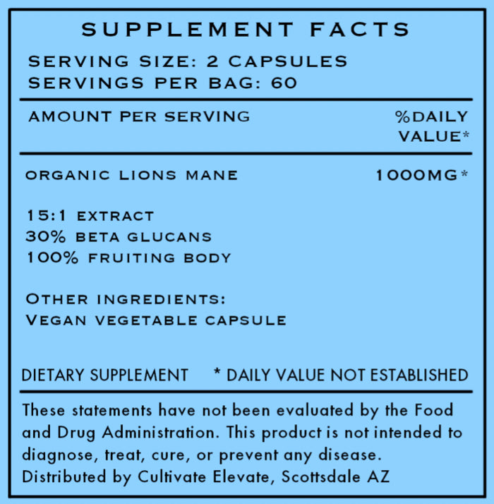 Cultivate Elevate - Organic Lion’s Mane Capsules