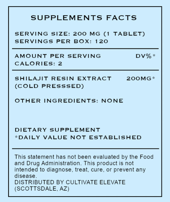 Cultivate Elevate -  Cold Pressed Shilajit Tablets