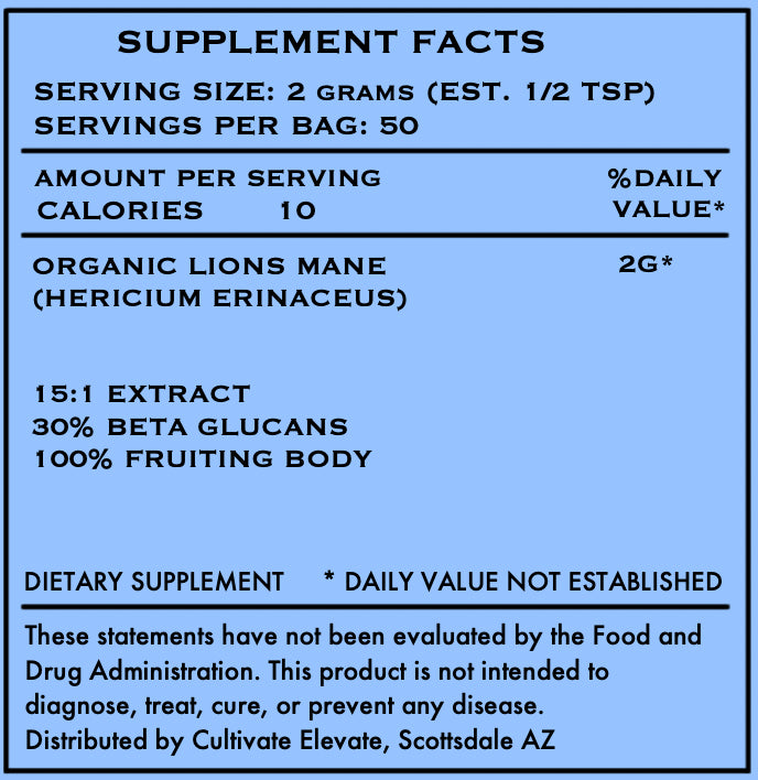Cultivate Elevate - Organic Lions Mane Powder